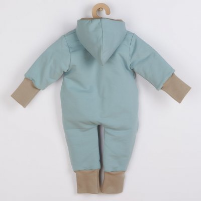 Zateplený jarní overal s kapucí New Baby Spring mint – Sleviste.cz