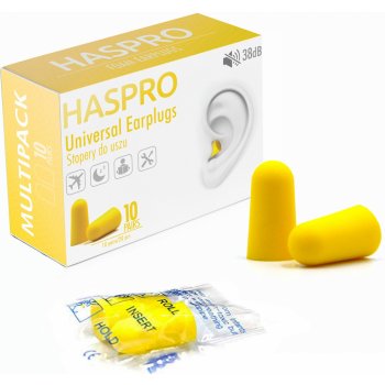 Haspro Tube50 špunty do uší, žluté 50 párů