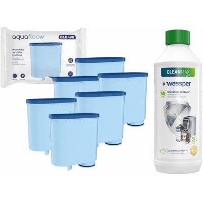 Wessper Sada 6x AquaFloow Clean Saeco/Philips + odvápňovač Wessper CleanMax Zelená 500 ml – Hledejceny.cz