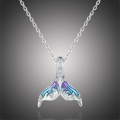 Grace Silver Jewellery Stříbrný náhrdelník ploutev mořská panna NH-BSC876/53 Stříbrná – Zboží Mobilmania