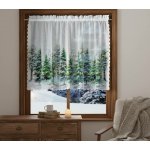 Dekorační krátká vánoční vitrážová záclona do kuchyně VÁNOČNÍ LES 100x60 cm MyBestHome – Hledejceny.cz