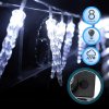 Vánoční osvětlení Jiubiaz 40 LED Icicle Houses Light Curtain Ice Rain Light Chain Bed Dance Hall Cold Bílá