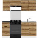 Kuchyňská linka 180 Junona s pracovní deskou Bílá/dub delano světlý/metalická břidlice černo-zlatá K24-JUNONA_MODUL_WER_2/180_ZBL Black Red White – Hledejceny.cz