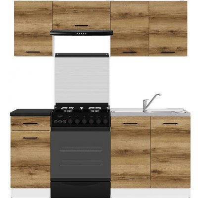 Kuchyňská linka 180 Junona s pracovní deskou Bílá/dub delano světlý/metalická břidlice černo-zlatá K24-JUNONA_MODUL_WER_2/180_ZBL Black Red White – Hledejceny.cz