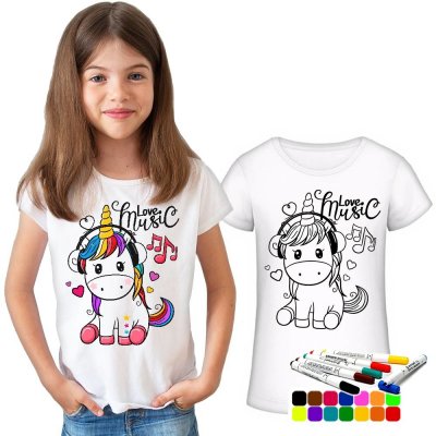 dívčí tričko s vlastním motivem + fixy na textil 10 barev tričko Omalovánka