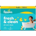 Pampers Fresh Clean Baby dětské čisticí ubrousky 9 x 80 ks – Sleviste.cz