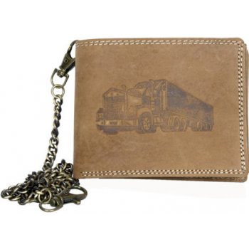 Wild kožená peněženka s 45 cm řetězem s kamionem zbroja