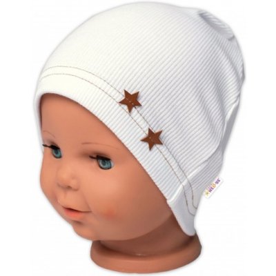 Baby Nellys Žebrovaná čepice Hvězdičky bílá – Zboží Mobilmania