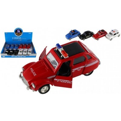 Teddies Auto policie retro 11cm kov/plast na zpětné natažení na baterie se světlem 4 druhy 12ks v boxu – Zboží Mobilmania