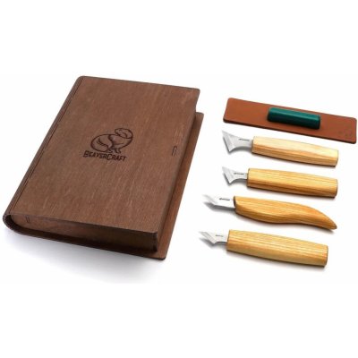 BeaverCraft řezbářská sada Geometric Wood Carving Knives Set in Book Case – Zboží Mobilmania