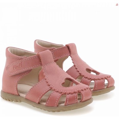 EMEL dětské kožené sandálky E2183A-4 broskvová srdíčko