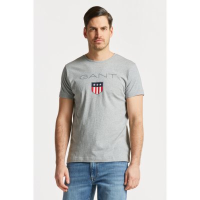 Gant SHIELD SS T-SHIRT šedá – Zboží Mobilmania