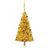 Vánoční stromek vidaXL Umělý vánoční stromek s LED a sadou koulí zlatý 120 cm PET