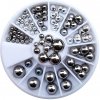 Zdobení nehtů 3D půl perly ocelové karusel mix velikostí 34