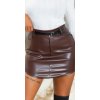 Dámská sukně Koucla minisukně kožený vzhled s páskem brown