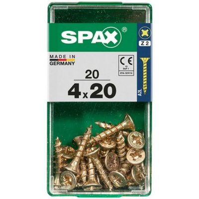 Spax Uni vrut zápust.hlava PZ/Z2 4CUT a plným závitem Yellox 4 x 20 mm 20 ks – Hledejceny.cz
