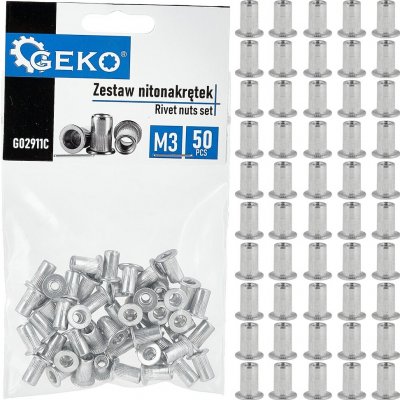 GEKO Nýtovací matice M3 (0,5–1,5) hliníkové, 50 ks - G02911C – Zboží Mobilmania