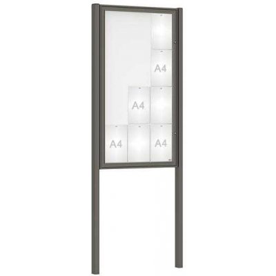 PROCITY Venkovní vitrína Classique, 12 x A4, včetně sloupků, šedá PRO | Zboží Auto