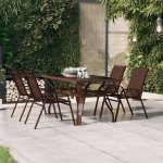 OMAXI 849989 Zahradní stůl hnědočerný 140 x 70 x 70 cm ocel a sklo – Hledejceny.cz