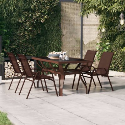OMAXI 849989 Zahradní stůl hnědočerný 140 x 70 x 70 cm ocel a sklo – Hledejceny.cz