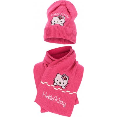 Čepice a šála Hello Kitty Dark pink – Zbozi.Blesk.cz