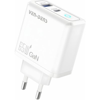 Ven-Dens Intelligent Charger, 65W, 2 port, USB Type-C, USB Type-A, QC 3.0, Bílá, Nabíjecí adaptér – Zboží Živě