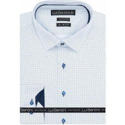 Lui Bentini pánské košile dlouhý rukáv slim fit vzorovaná LDS235 bílo-modrá