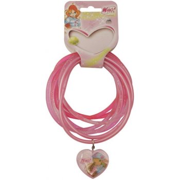 Winx Club Náramky PVC sada 6ks přívěsek srdce Flora tmavě růžová 040090