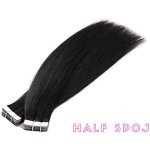 Vlasové PU pásky HALF poloviční tape in na prodlužování vlasů 30cm 01 černá jako uhel – Zboží Mobilmania