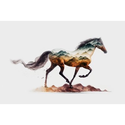 Plakát - Běžící kůň, akvarel FeelHappy.cz Velikost plakátu: A4 (21 × 29,7 cm) – Zboží Mobilmania