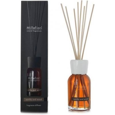 Millefiori Natural Vanilla & Wood Vanilka a dřevo Difuzér 250 ml + 8 stébel v délce 30 cm – Hledejceny.cz