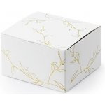 PartyDeco Dárková krabička bílá se zlatými větvičkami 10 ks – Hledejceny.cz