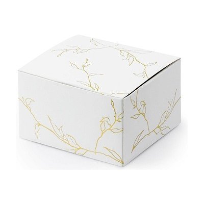 PartyDeco Dárková krabička bílá se zlatými větvičkami 10 ks – Hledejceny.cz