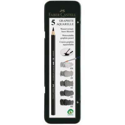 Faber-Castell Akvarelová grafitová tužka Graphite Aquarelle 5 ks plechová krabička 117805 – Zboží Živě