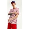 Pánské Tričko Tommy Hilfiger Tommy Jeans pánské bílo-červené pruhované tričko TJM TOMMY STRIPE TEE