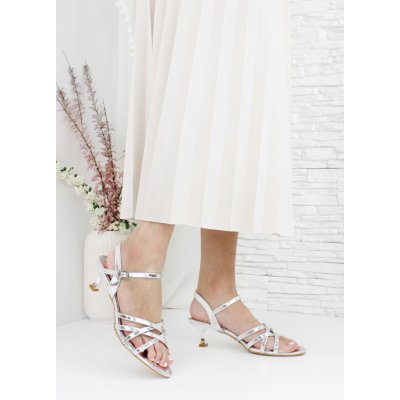 Listar Stříbrné sandály na podpatku 6632-2SI – Zboží Dáma