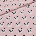 Bavlněné plátno dětské MACTEY 1B, hlavy pandy na růžové, š.140cm (látka v metráži) – Zboží Dáma