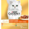 Konzerva pro kočky Gourmet Gold cat kachna s olivami, pstruh se zeleninou, králík s mrkví, telecí, 8 x 85 g