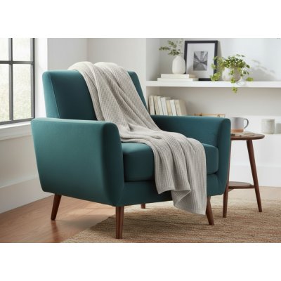 Mybesthome přehoz na křeslo bavlna s akrylem AMBRA světle šedá 70 x 160 cm – Zboží Dáma