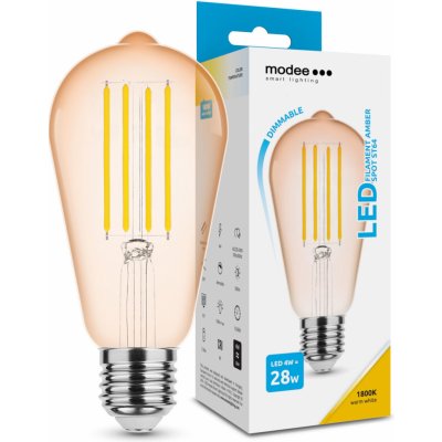 Light for home LED Filament vintage skleněná žárovka v barvě Amber ST64 4W E27 320° 1800K 300 lumen dimmable – Zboží Mobilmania
