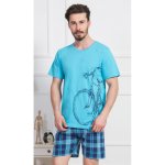 Velké kolo pánské pyžamo krátké tyrkysové – Zboží Dáma