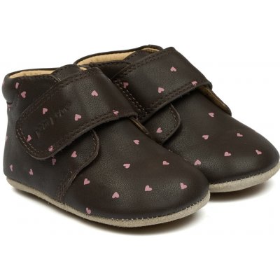 POMPOM Kožené capáčky Beginners na suchý zip Hear thnědé – Sleviste.cz