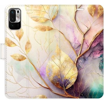 Pouzdro iSaprio flip Gold Leaves 02 Xiaomi Redmi Note 10 5G