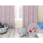 Biante Dětský bavlněný závěs Sandra SA-343 Růžové růžičky na šedém 130x190 cm – Zboží Mobilmania