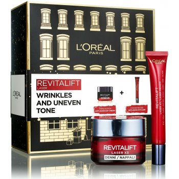 L'Oréal Paris Revitalift Laser Wrinkles And Uneven Tone denní pleťový krém Revitalift Laser X3 50 ml + oční krém Revitalift Laser X3 15 ml dárková sada
