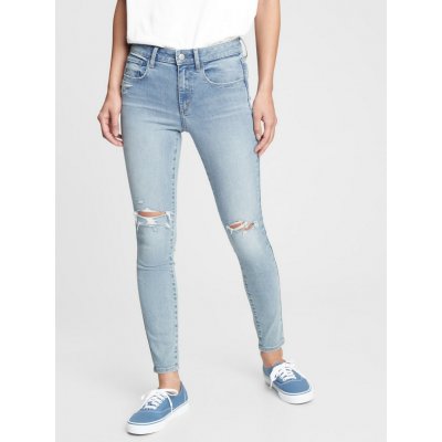 GAP Džíny distressed universal jeggings mid rise modré – Hledejceny.cz