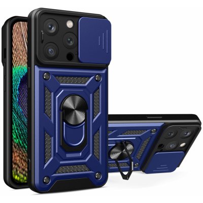 Pouzdro Hybrid Armor Camshield Silikonové s kovovým kroužkem na iPhone 15 PRO MAX modré