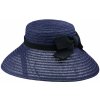 Klobouk Mayser dámský elegantní klobouk Audrey s černou mašlí modrý
