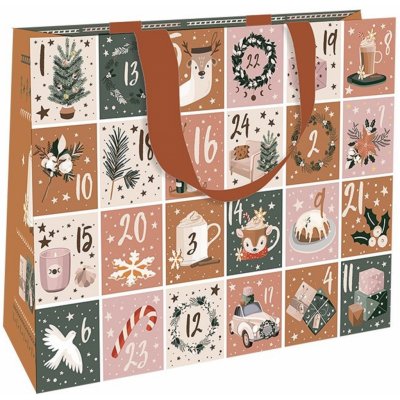 Nekupto Dárková papírová taška s ražbou 30 x 23 x 12 cm Vánoční adventní kalendář – Zboží Mobilmania