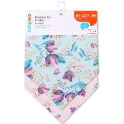 BabyOno Dětský bryndáček/šátek 2D sada Floral, lila/mátová